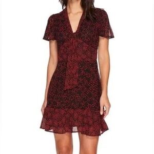 Michael Kors Black and Red Star Print Mini Dress